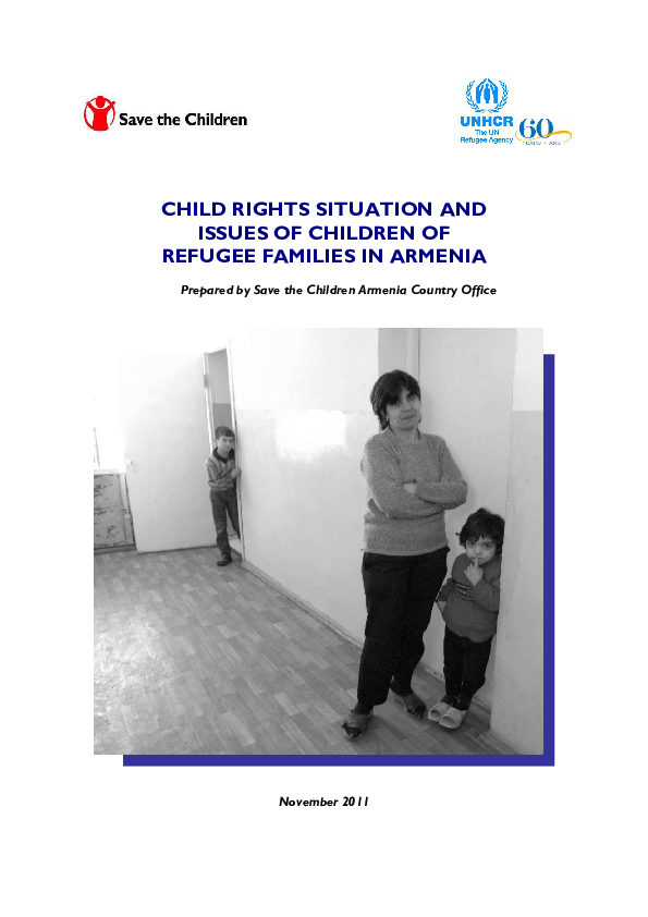 Child rights situation and issues of children of refugee families in Armenia